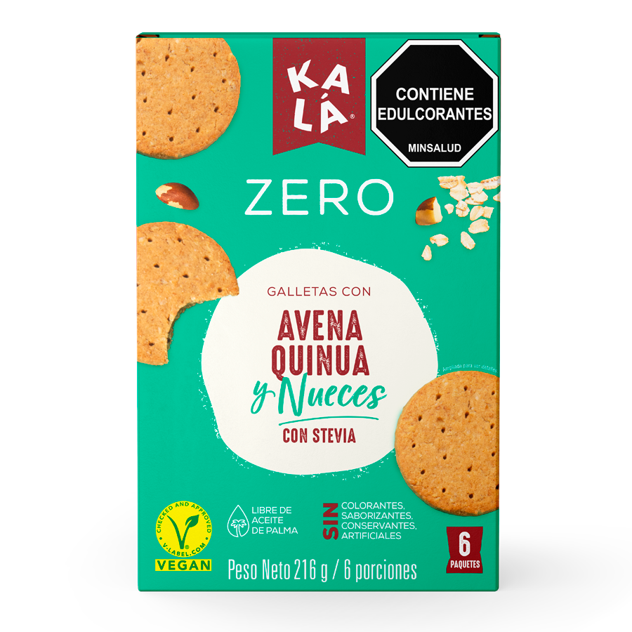 Galletas kalá zero quinua nueces frontal