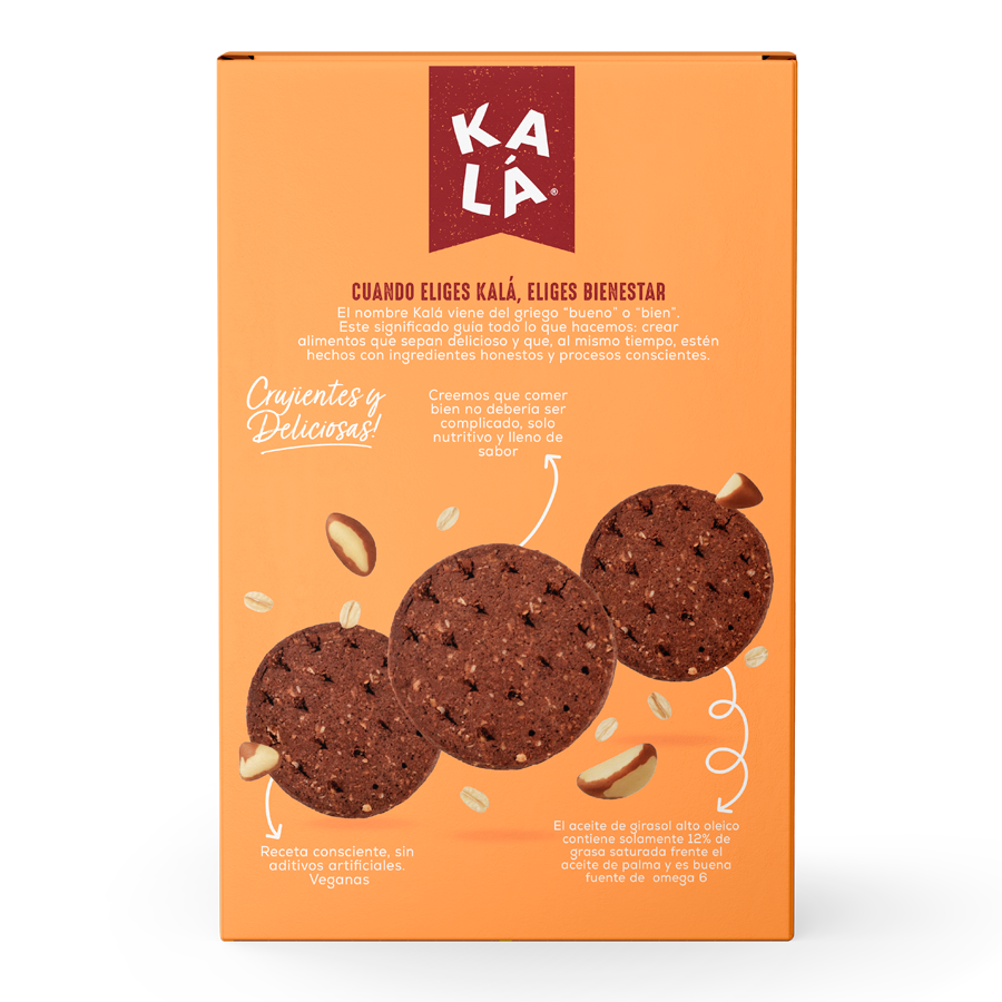Galletas Kalá Zero chocolate y nueces 210g trasero