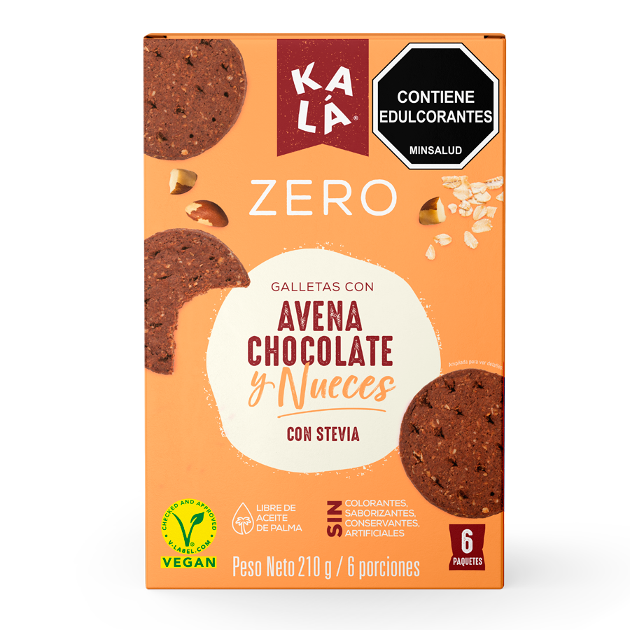 Galletas Kalá Zero chocolate y nueces 210g frontal