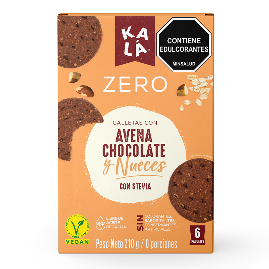 Galletas kalá zero chocolate nueces 210g frontal
