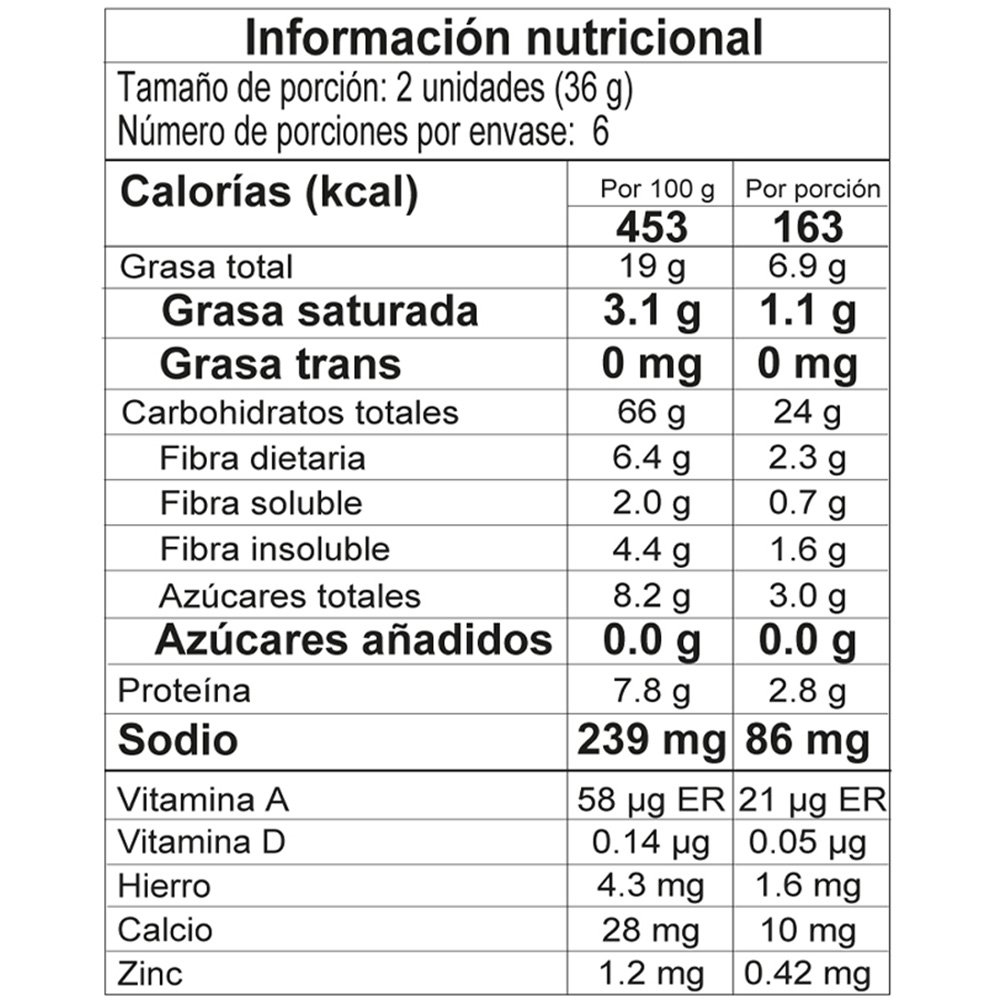 Galletas kalá avena y arándanos 216g tabla